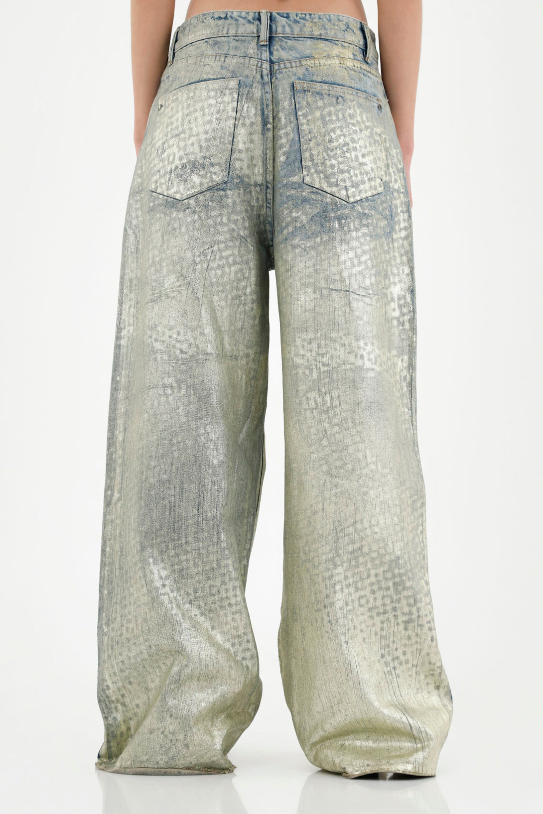 Women's Metallic Wide-Leg Jeans