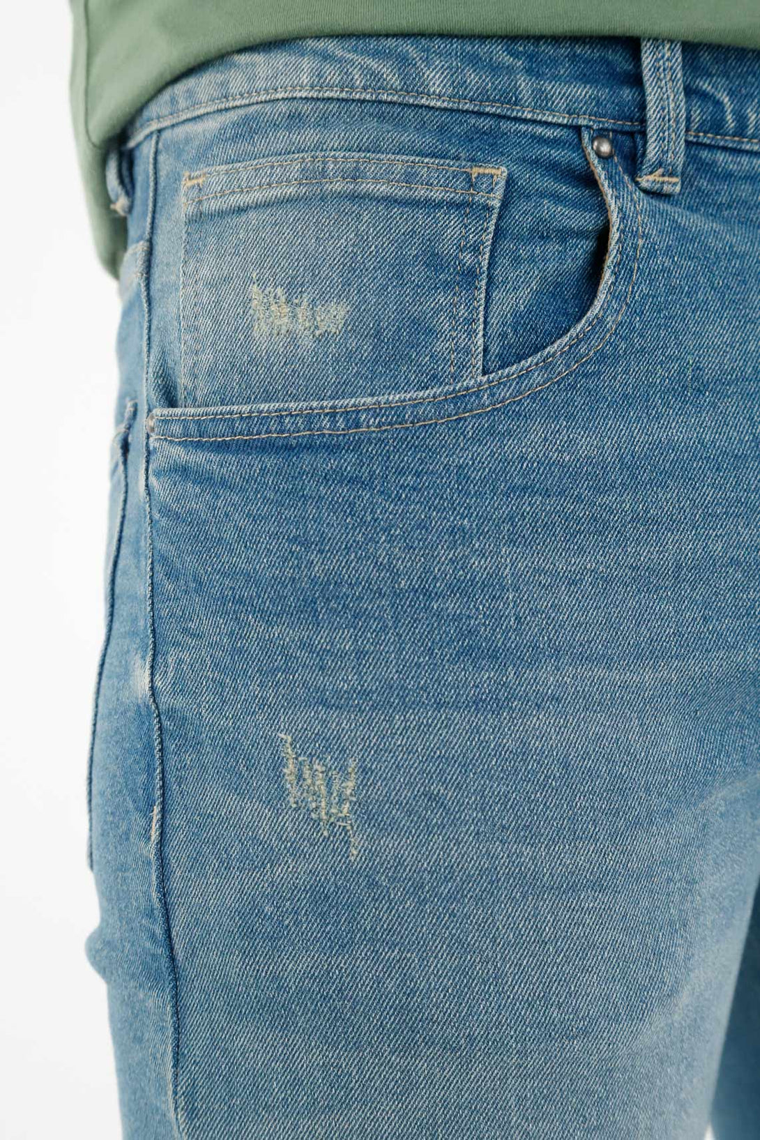 Jean con destroyed azul para hombre