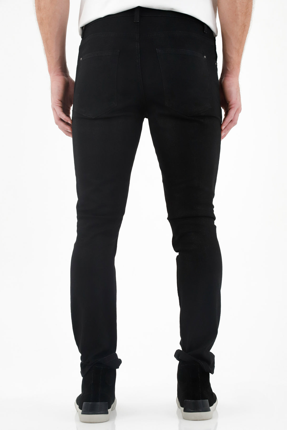 Men's Black Faux Leather Jeans