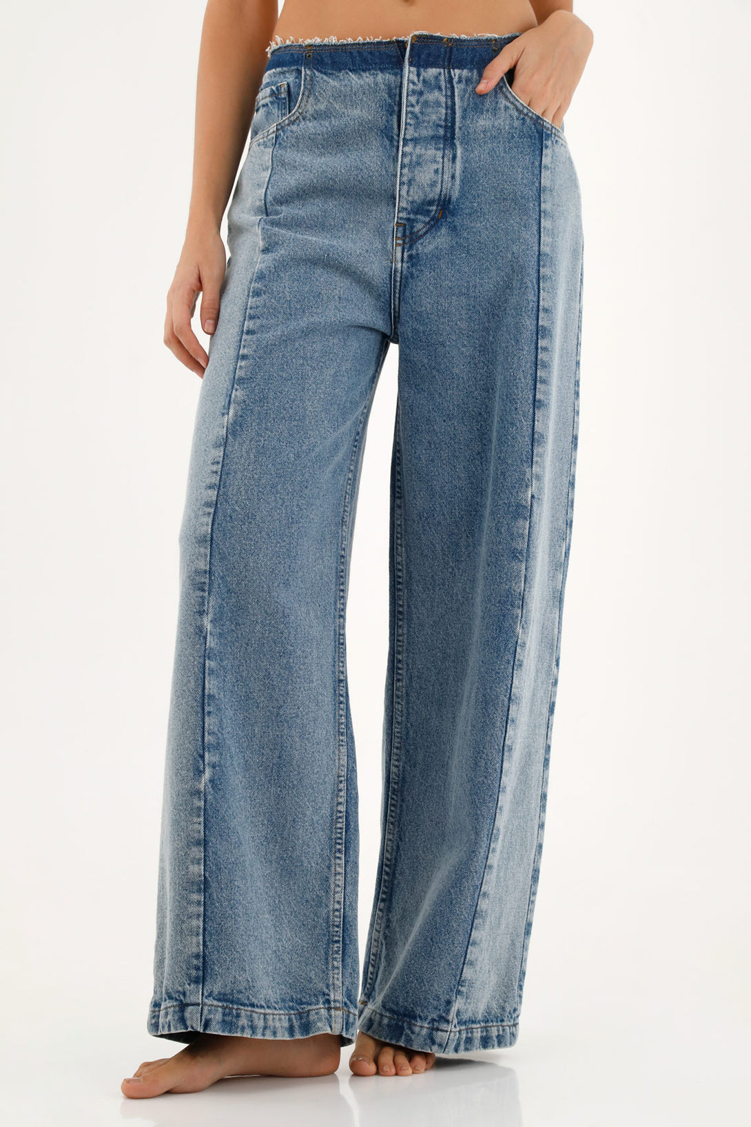 Women's Blue Jeans with Front Cutouts