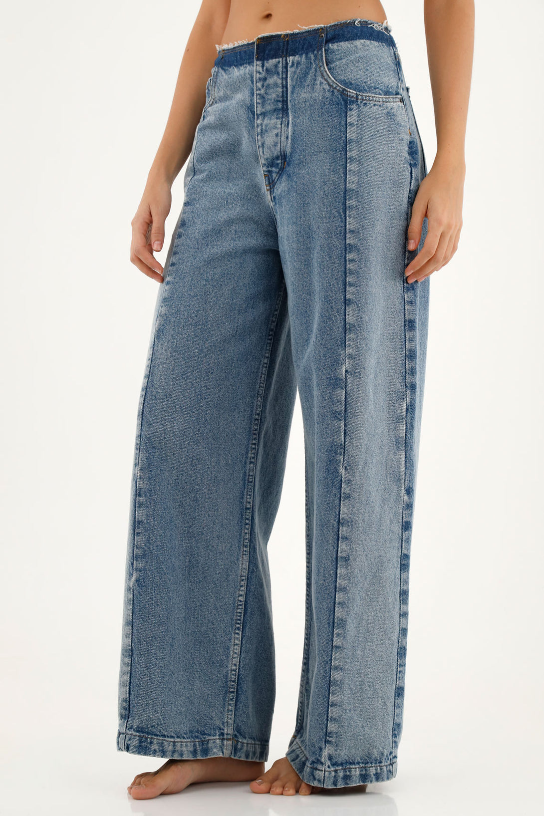 Women's Blue Jeans with Front Cutouts