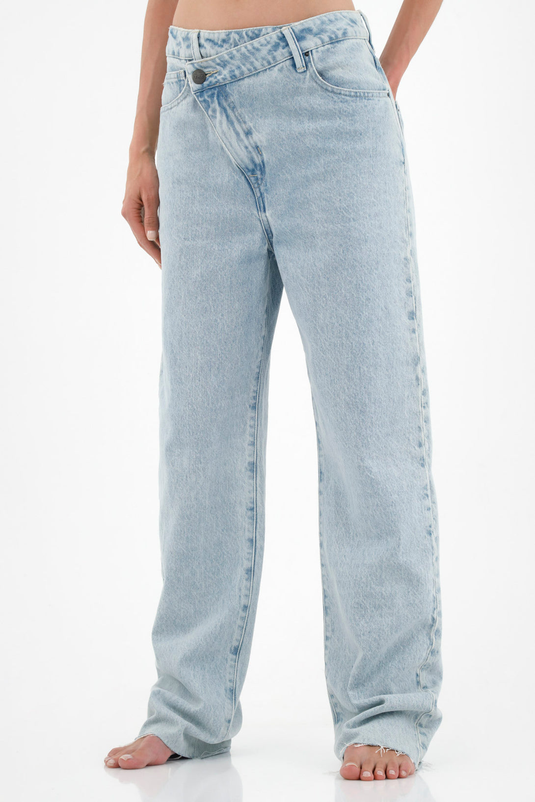 Women's Blue Asymmetric Waist Jeans