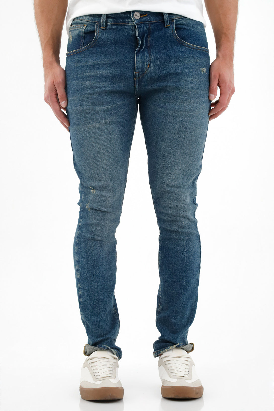 Men's Blue Five-Pocket Jeans