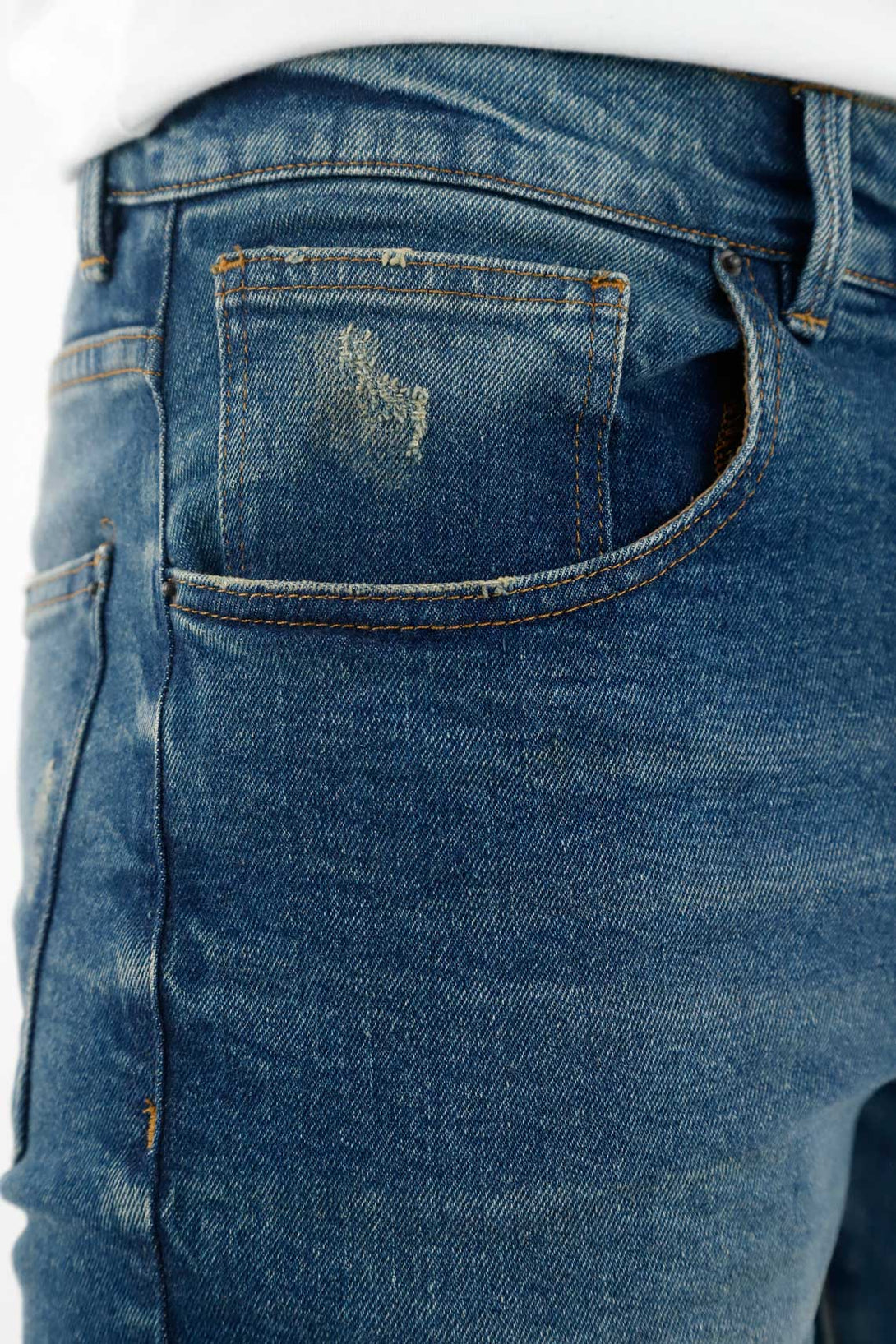 Men's Blue Five-Pocket Jeans