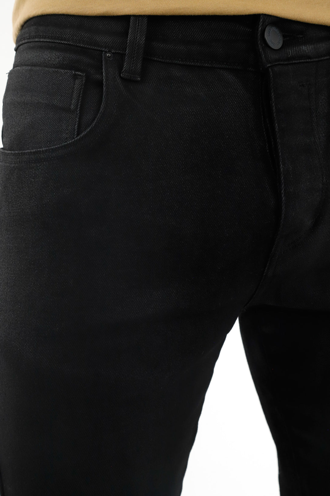 Jean negro Skinny con efecto cuero para hombre