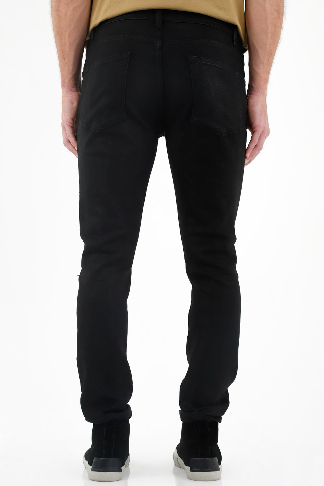 Men's Black Skinny Coated Jeans