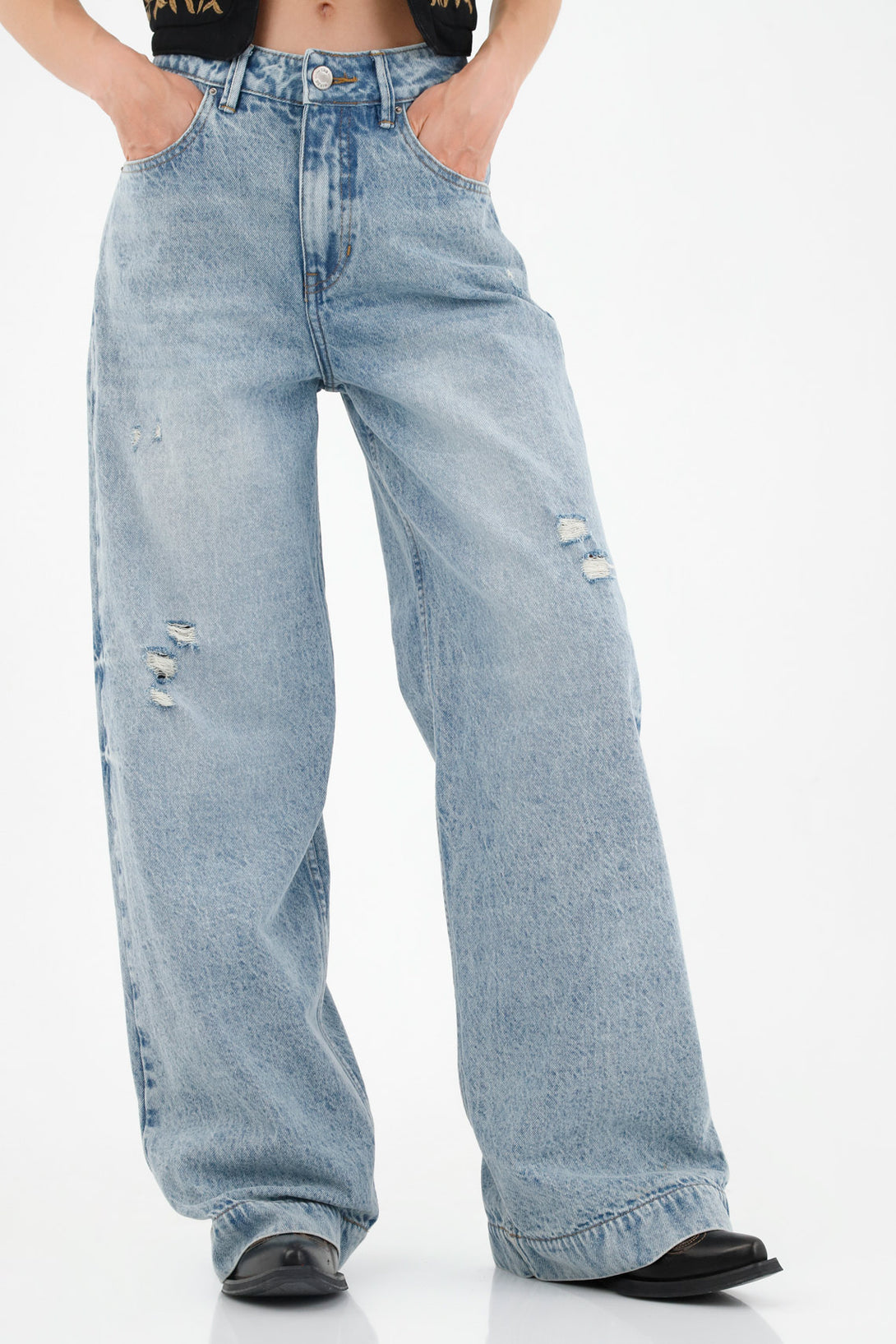 Women's Wide Leg Blue Jeans