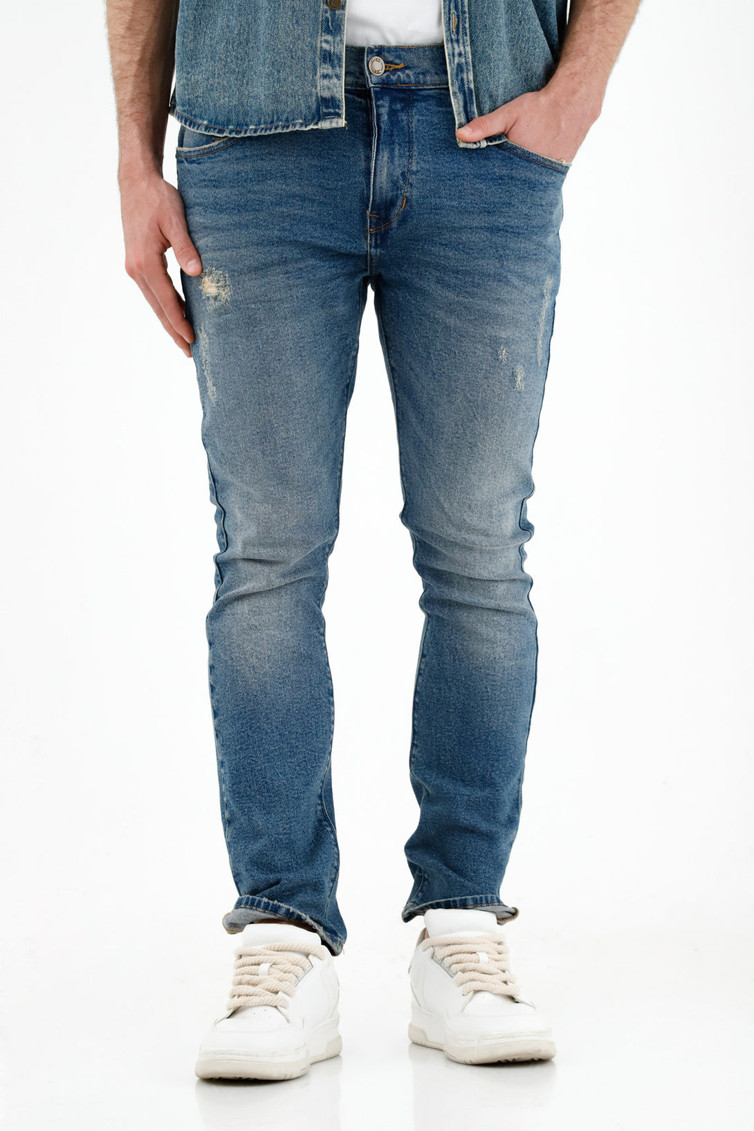 Men's Blue Distressed Jeans