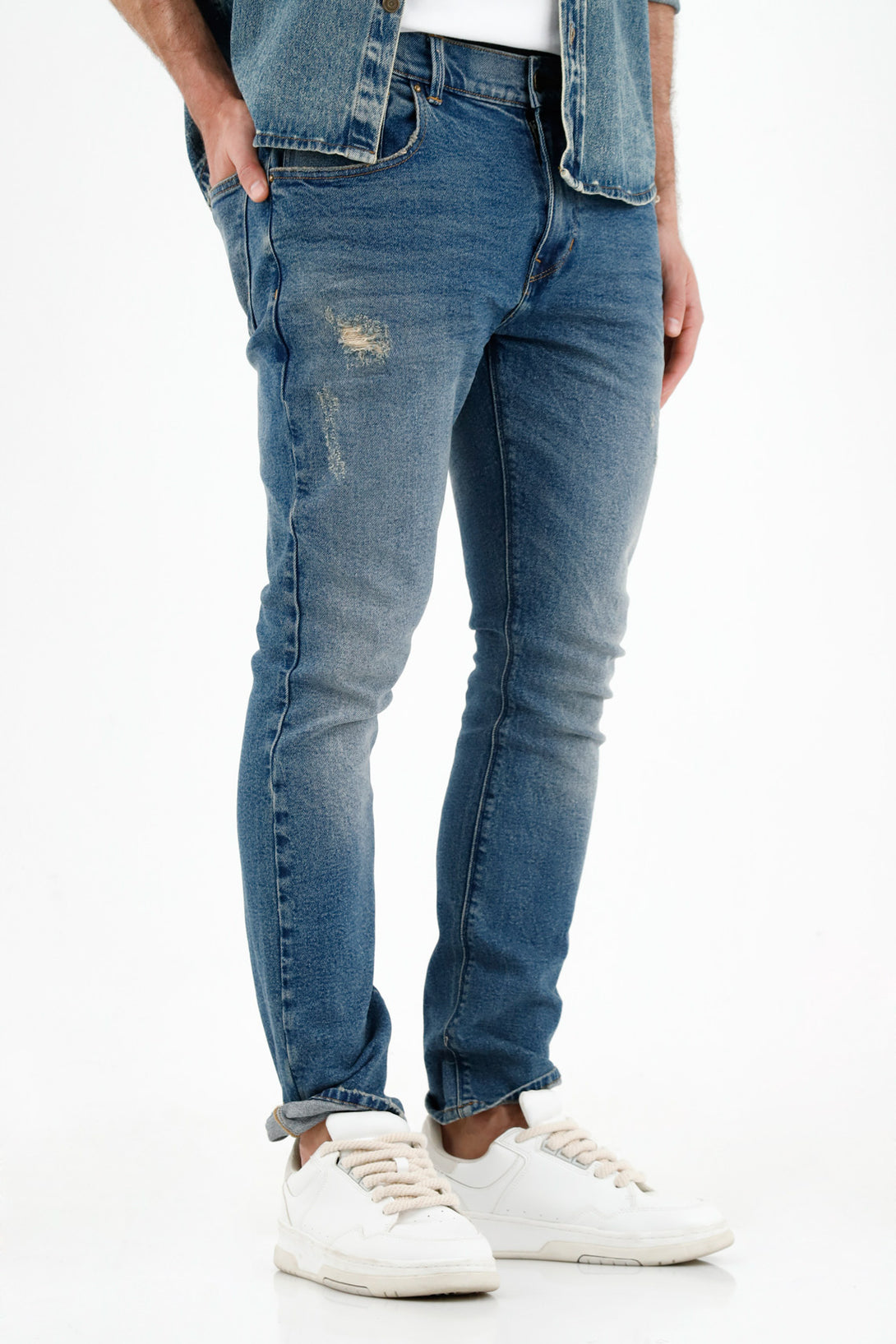 Men's Blue Distressed Jeans