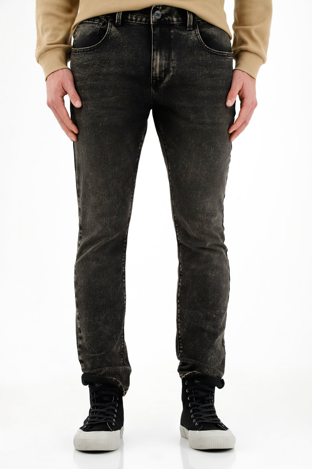 Men's Black Five-Pocket Jeans