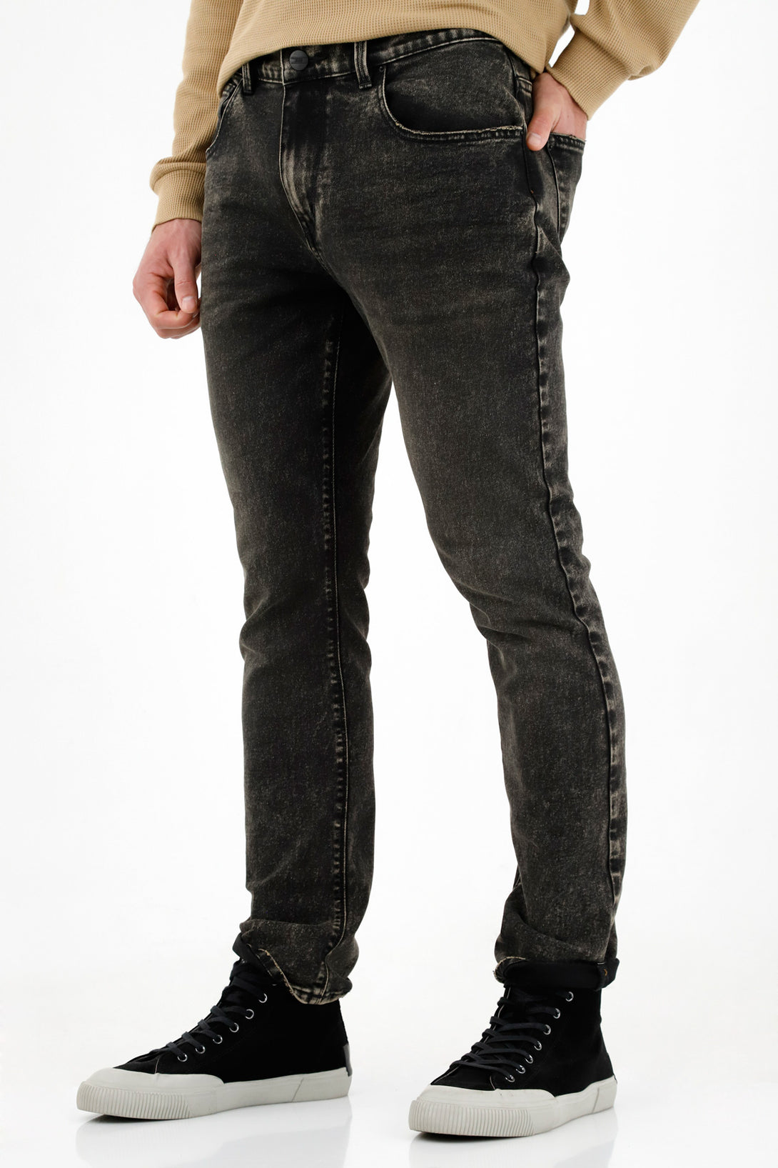 Jean negro cinco bolsillos para hombre