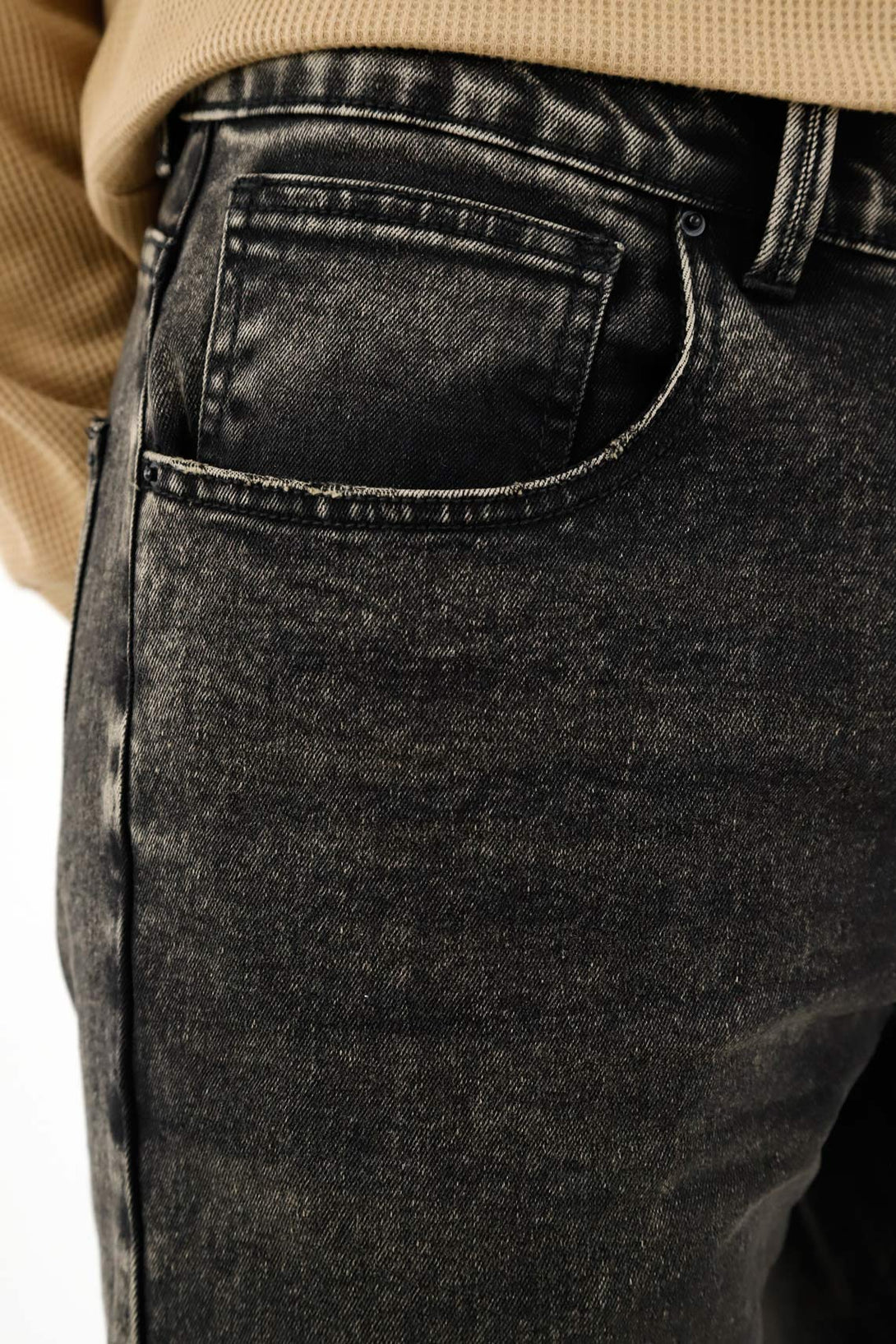 Men's Black Five-Pocket Jeans