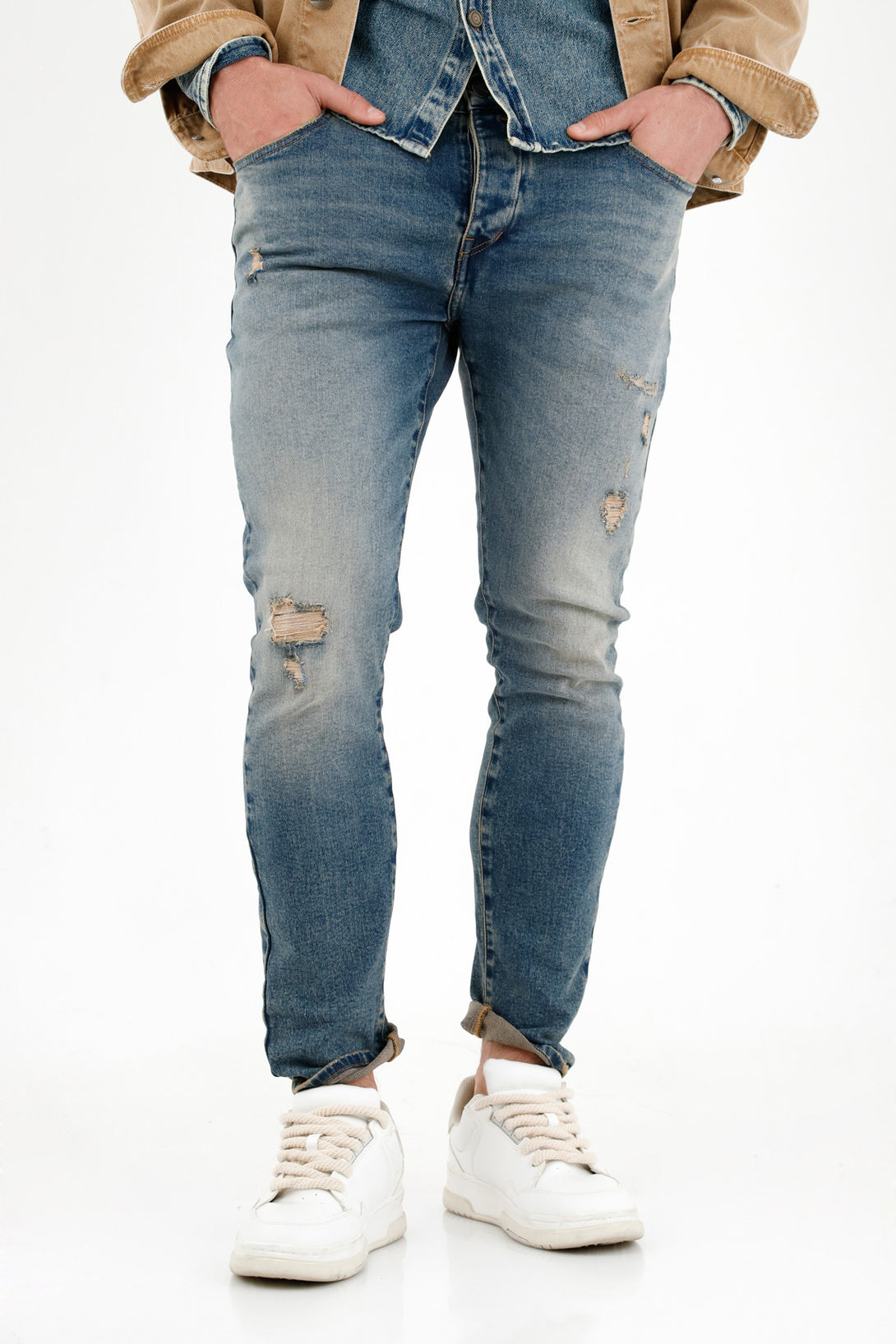 Men's Blue Distressed Jeans