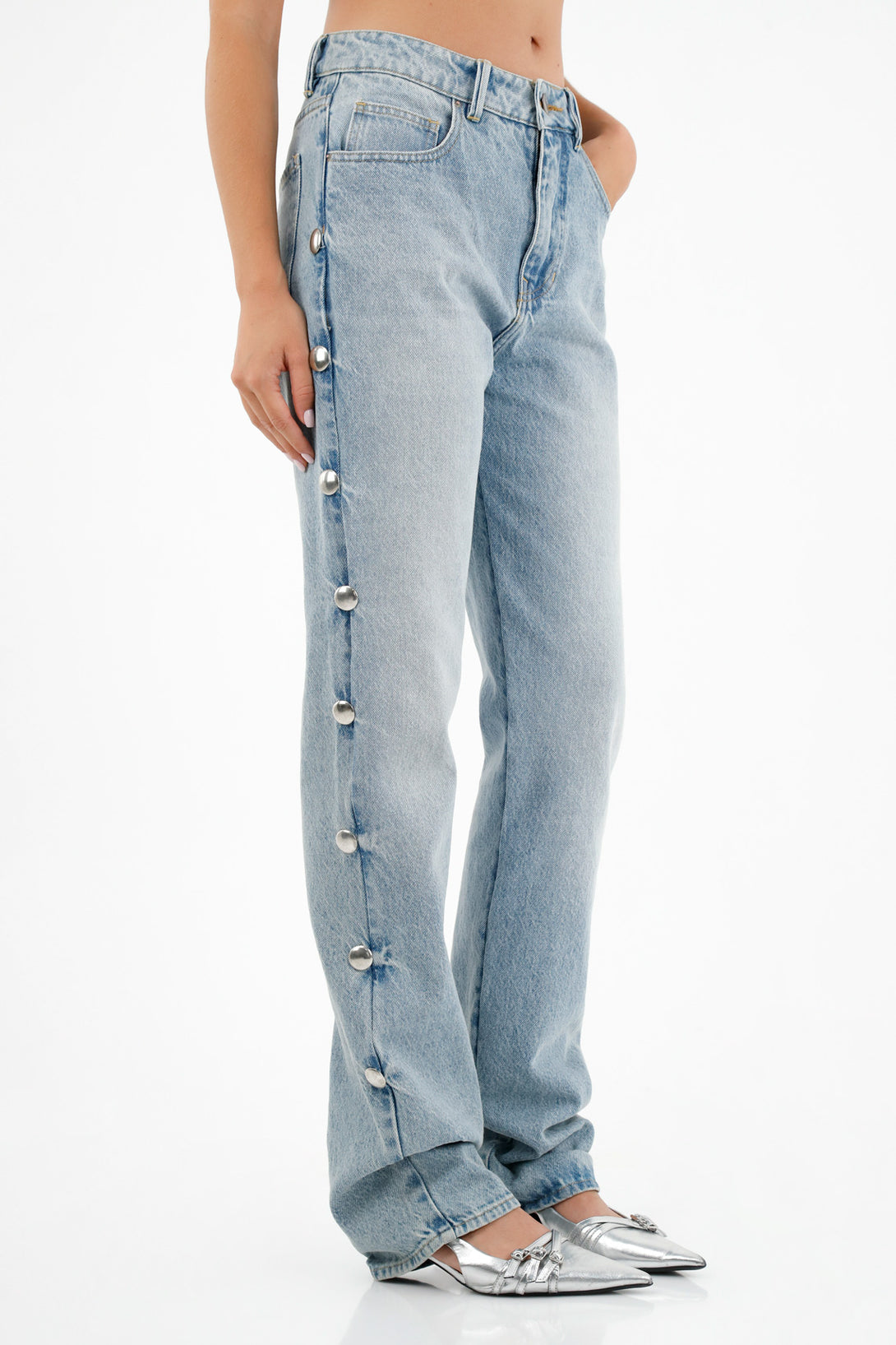 Women's Blue Metallic Detail Jeans