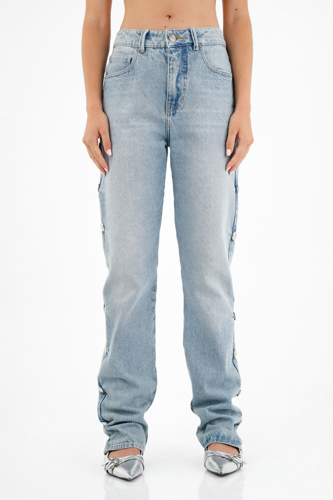 Women's Blue Metallic Detail Jeans