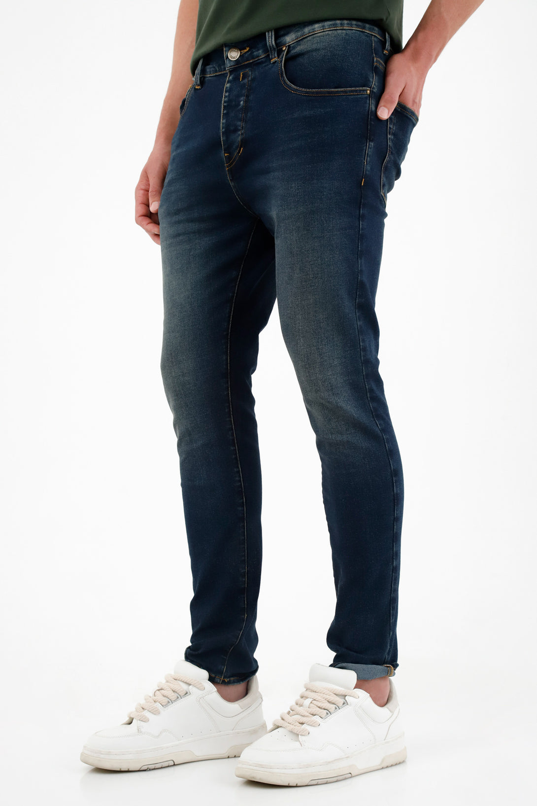 Jean super skinny azul lavado oscuro para hombre