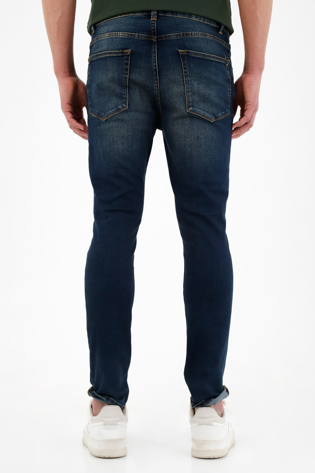 Jean super skinny azul lavado oscuro para hombre