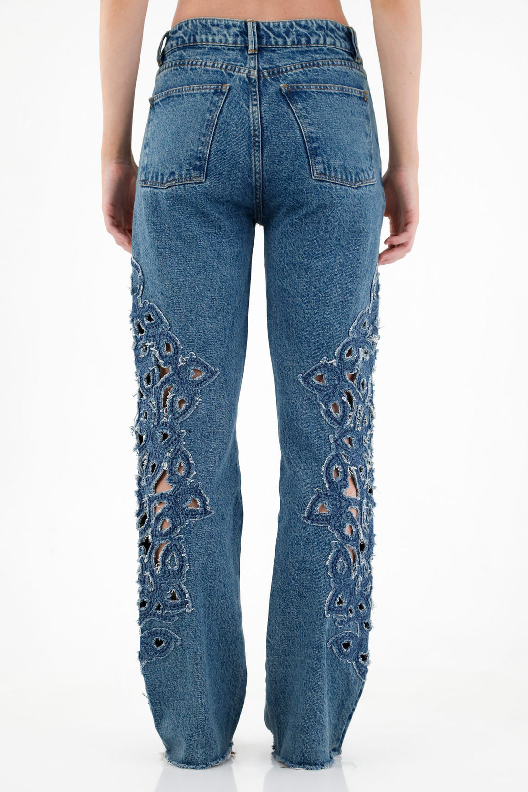 Women's Straight-Leg Denim Embroidered Jeans