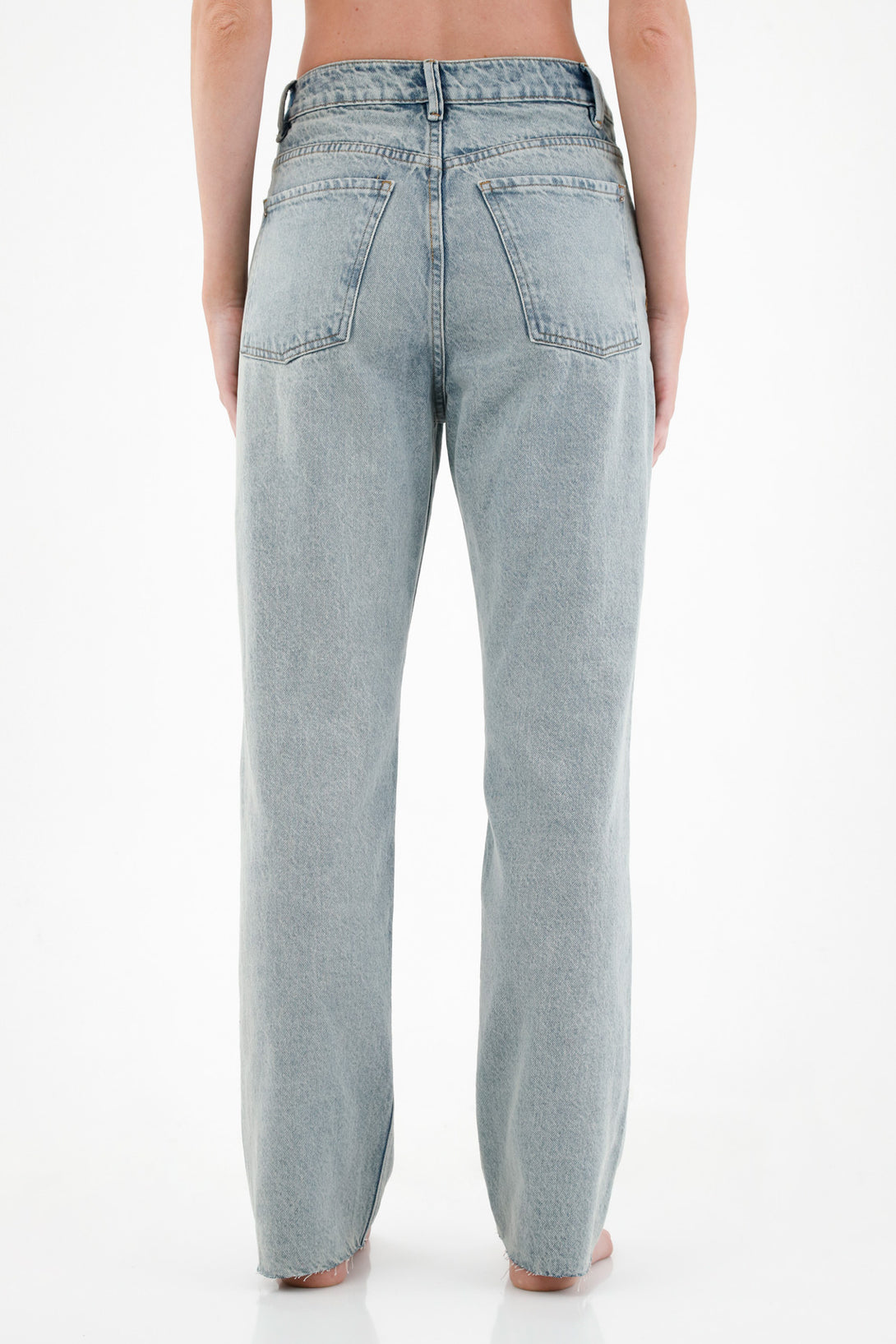 Women's High-Waisted Blue Straight-Leg Jeans