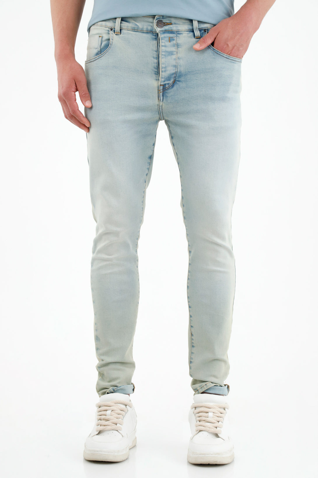 Men's Blue Five-Pocket Super Skinny Jeans