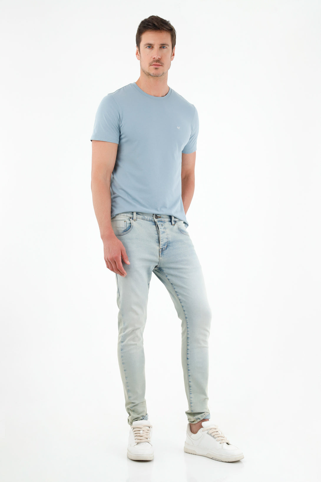 Men's Blue Five-Pocket Super Skinny Jeans