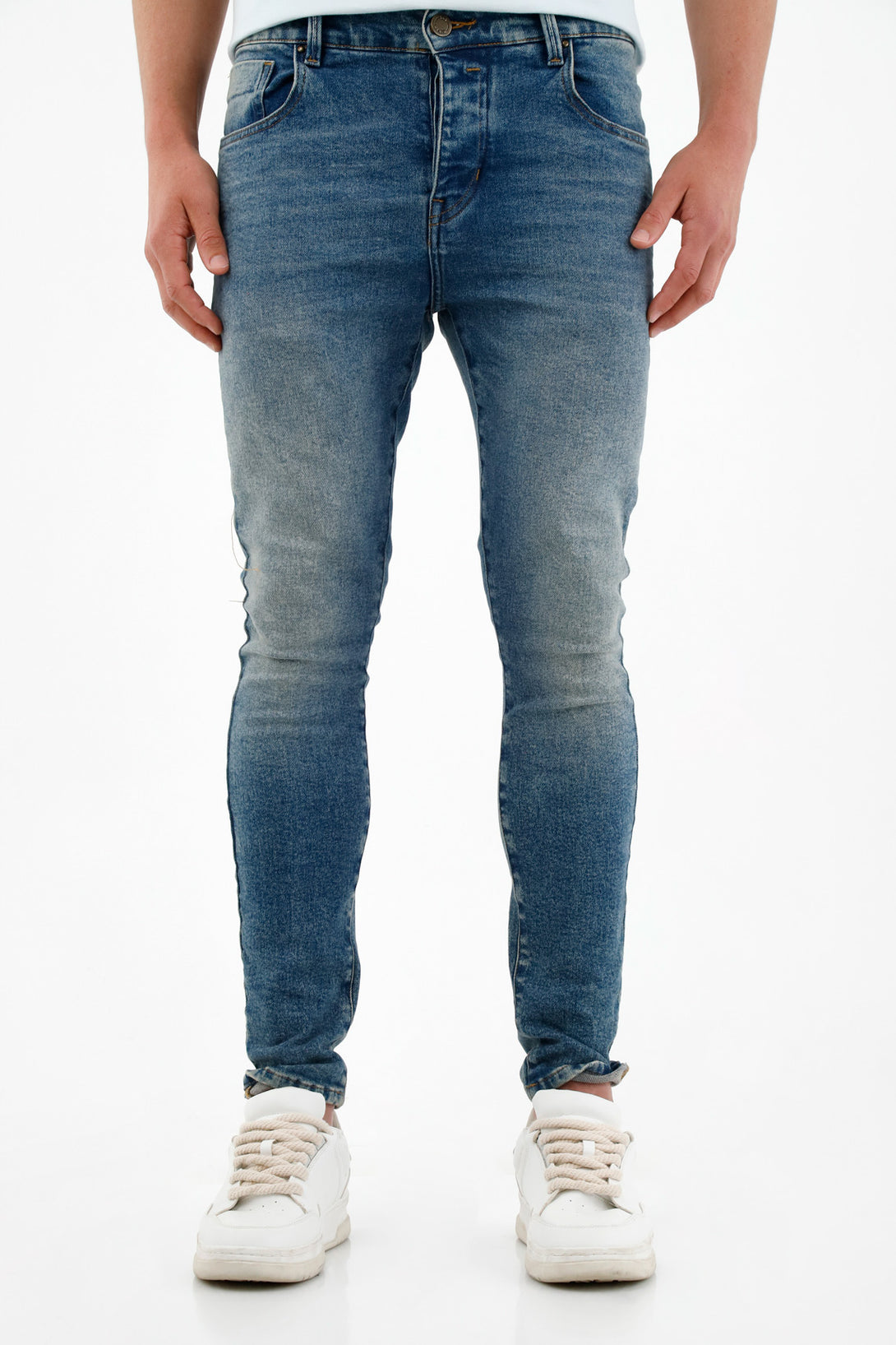 Men's Blue Five-Pocket Skinny Jeans