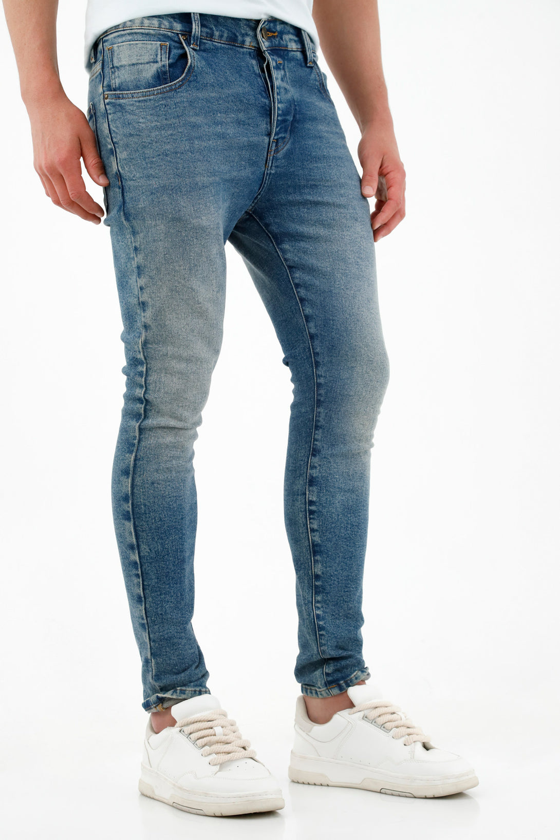 Men's Blue Five-Pocket Skinny Jeans