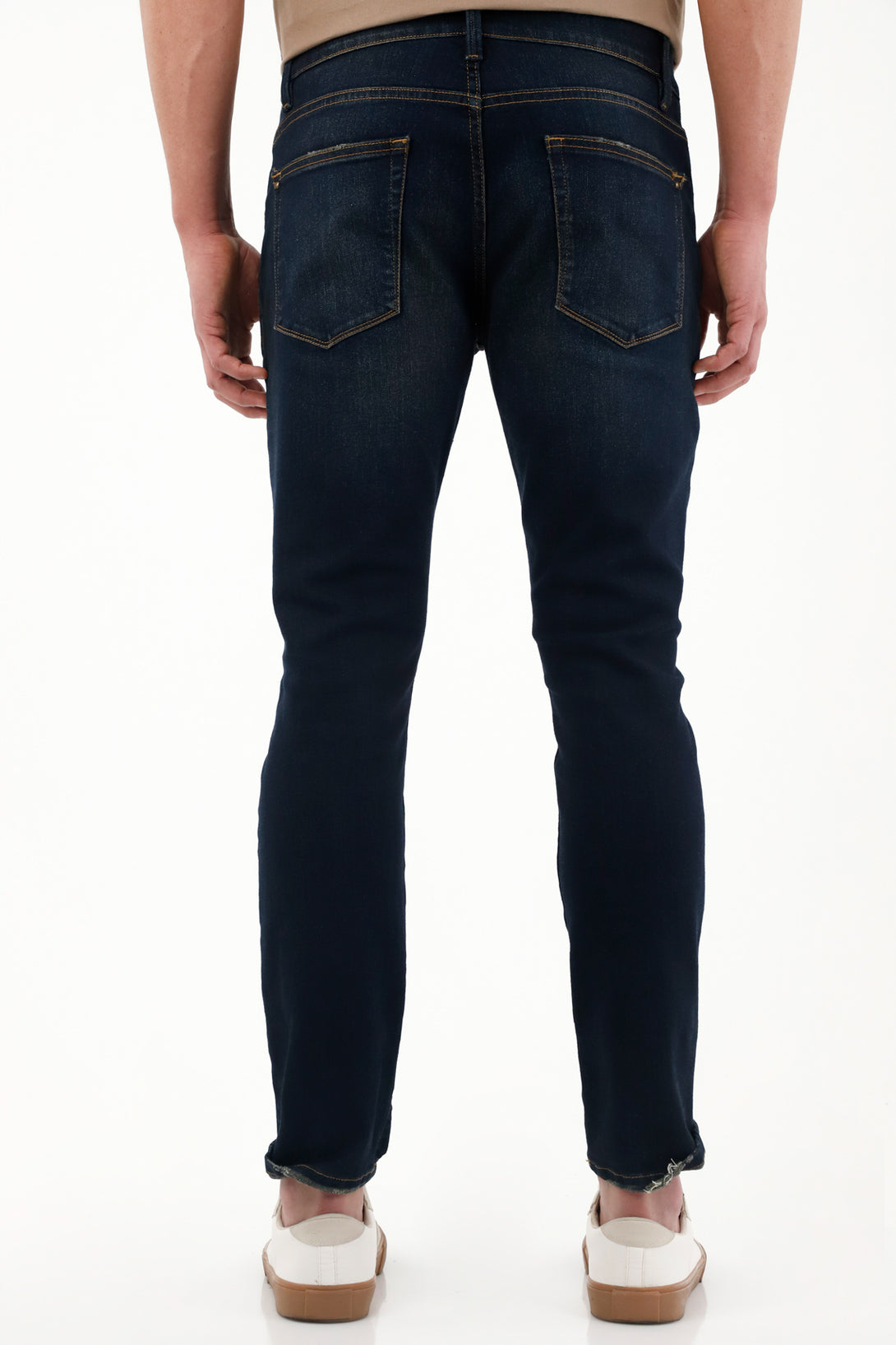 Men's Dark Blue Mid-Rise Skinny Jeans