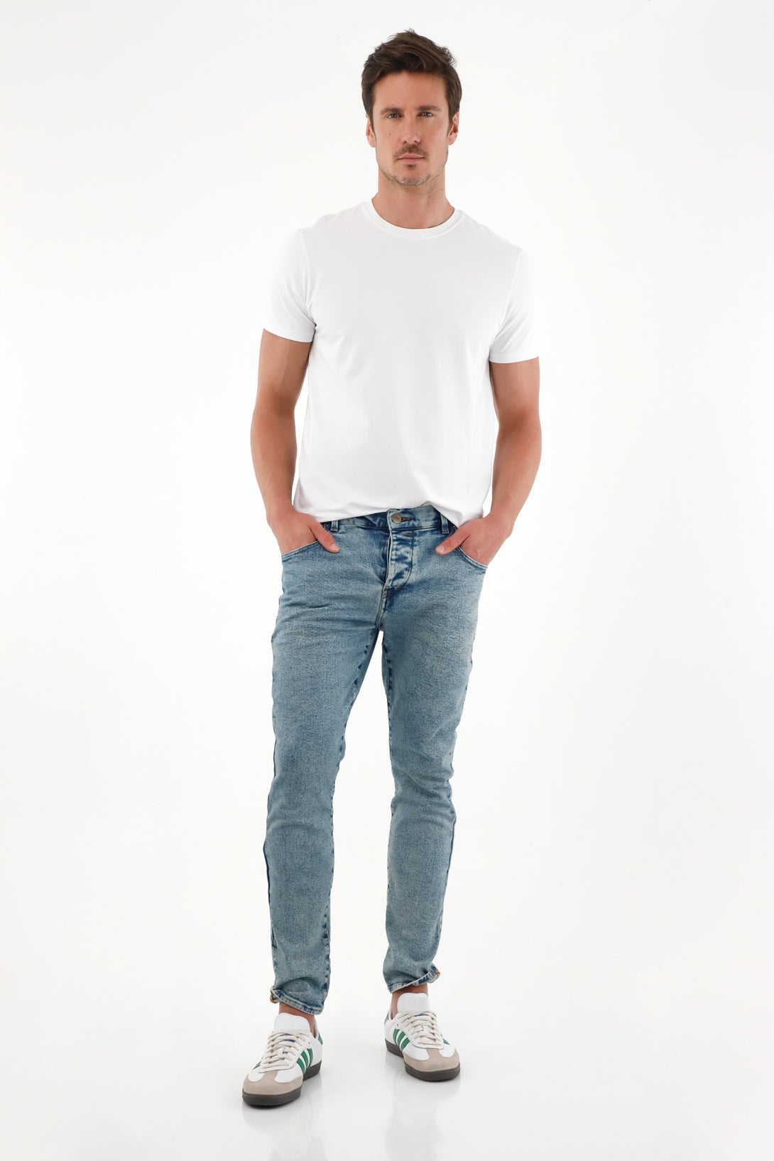 Men's Light Blue Mid-Rise Skinny Jeans