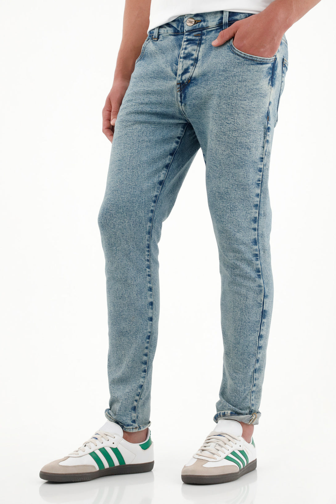 Men's Light Blue Mid-Rise Skinny Jeans