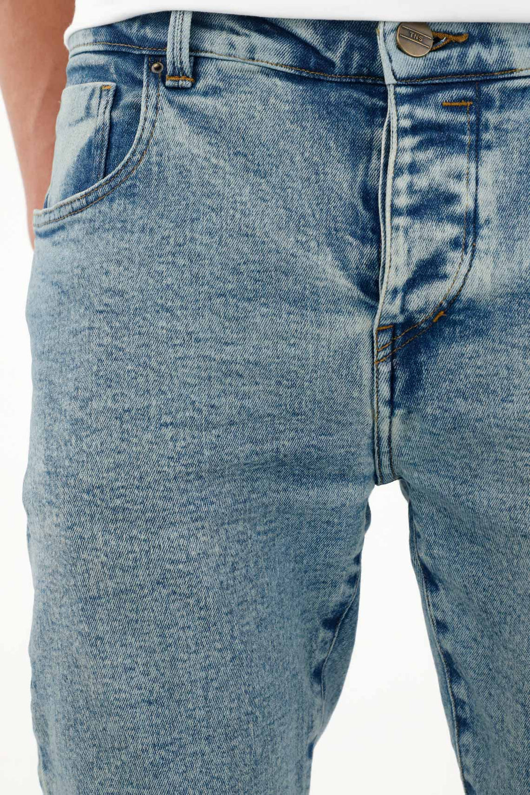 Jean Skinny de tiro medio azul claro para hombre