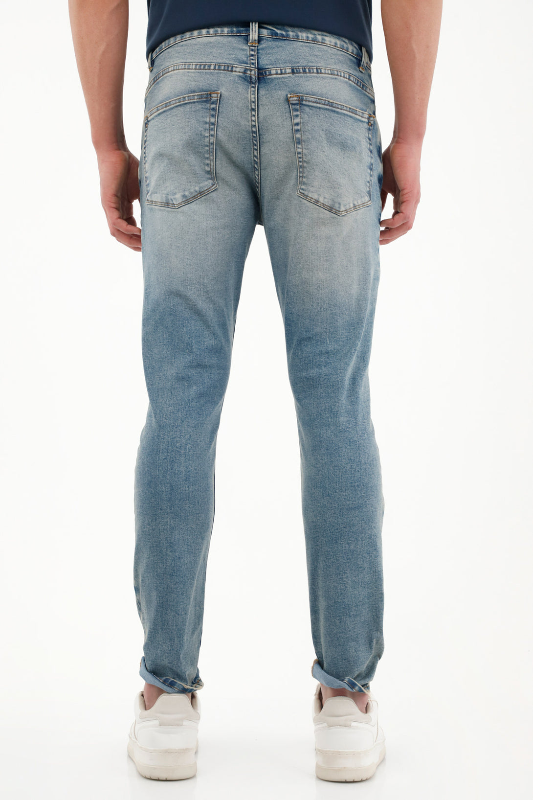 Jean Jegging de tiro alto azul claro para hombre