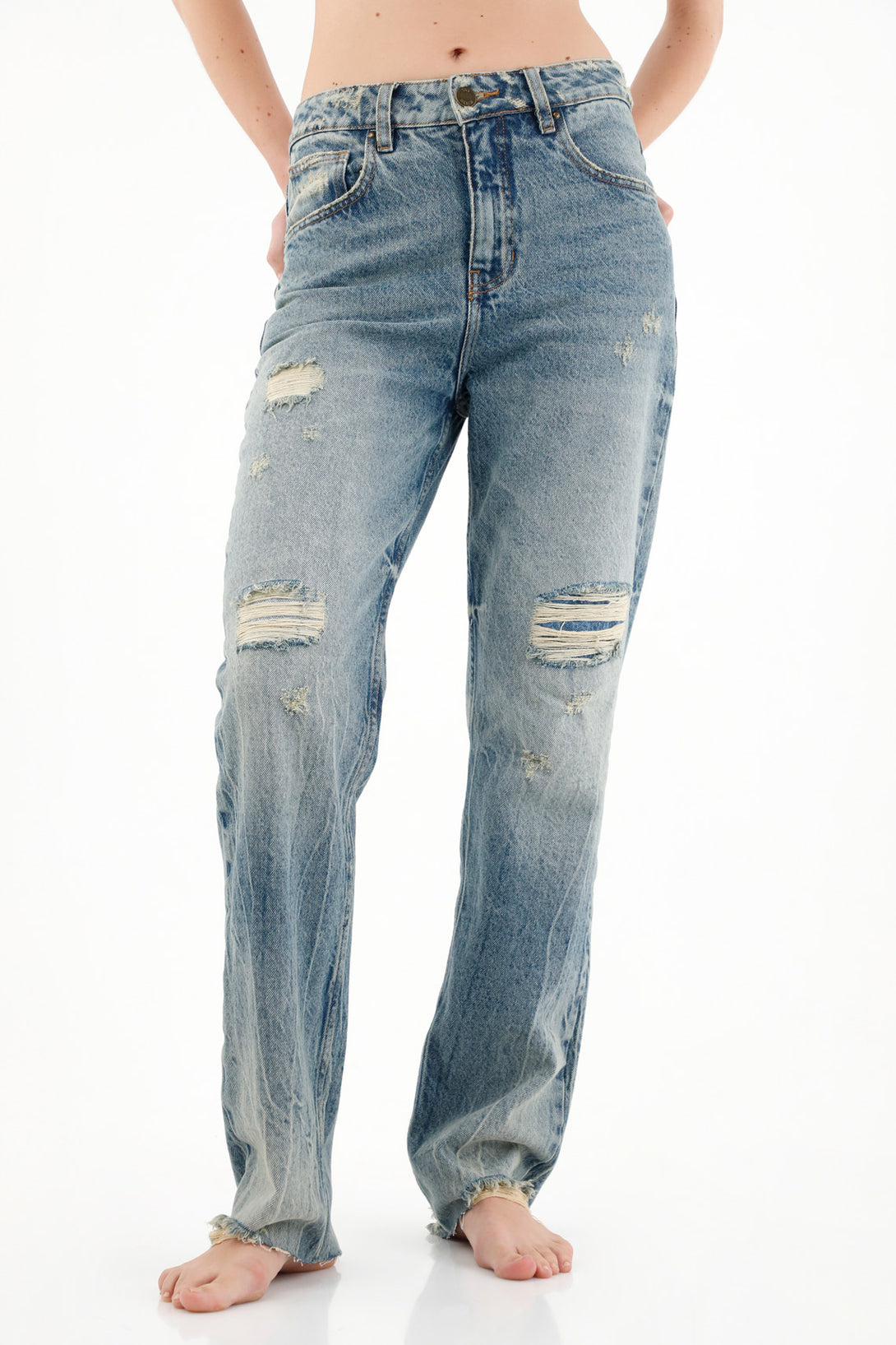 Women's High-Waisted Straight-Leg Jeans