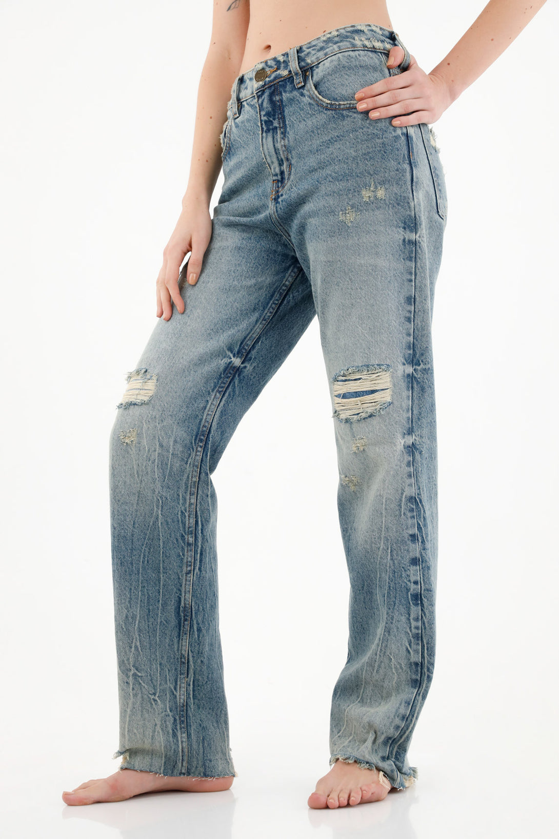 Women's High-Waisted Straight-Leg Jeans