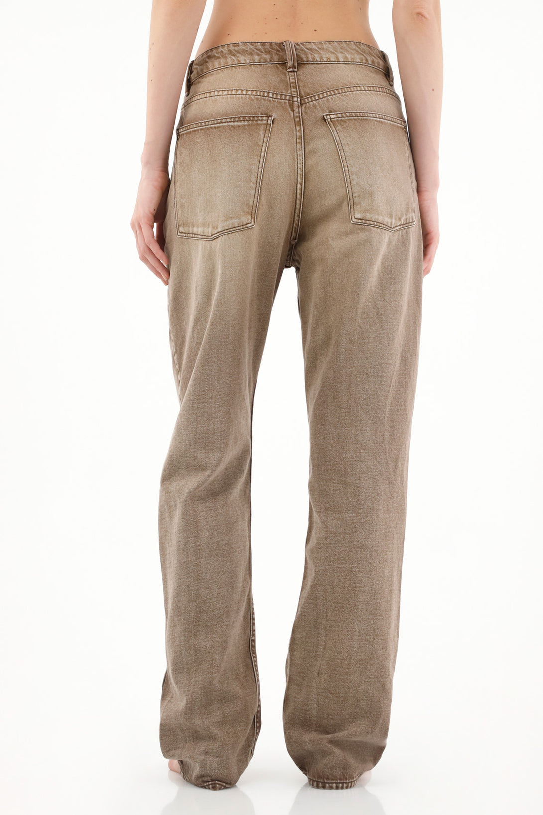 Women's High-Waisted Straight-Leg Brown Jeans