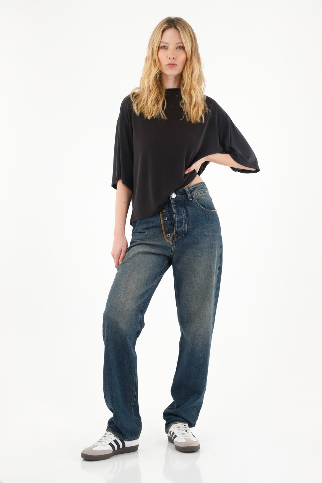 Women's High-Waisted Blue Straight-Leg Jeans