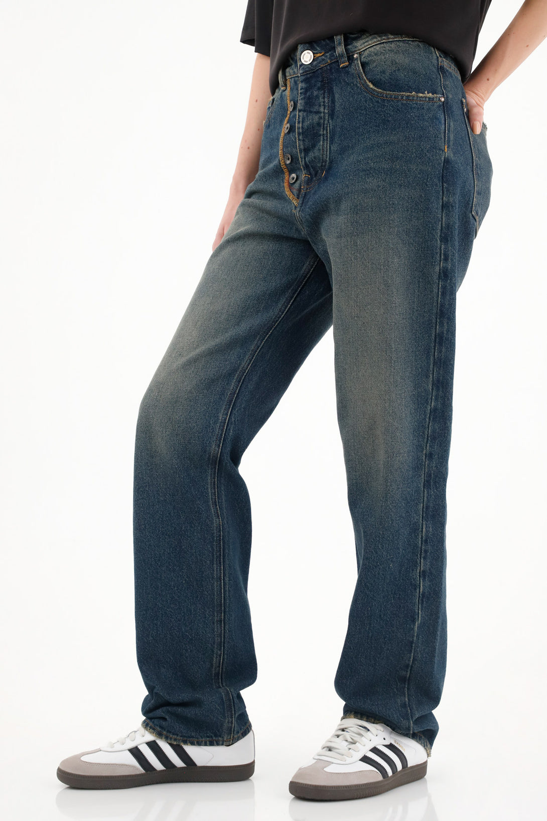 Women's High-Waisted Blue Straight-Leg Jeans