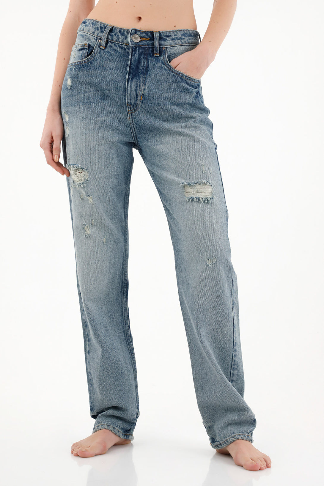 Jean para mujer tns, jeans moda plano cintura con pretina