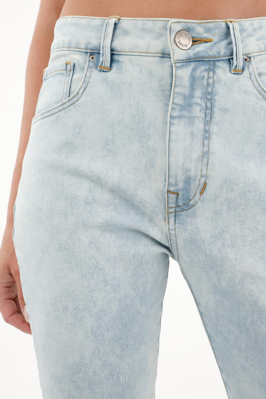 Jean Jegging de tiro alto azul claro para mujer