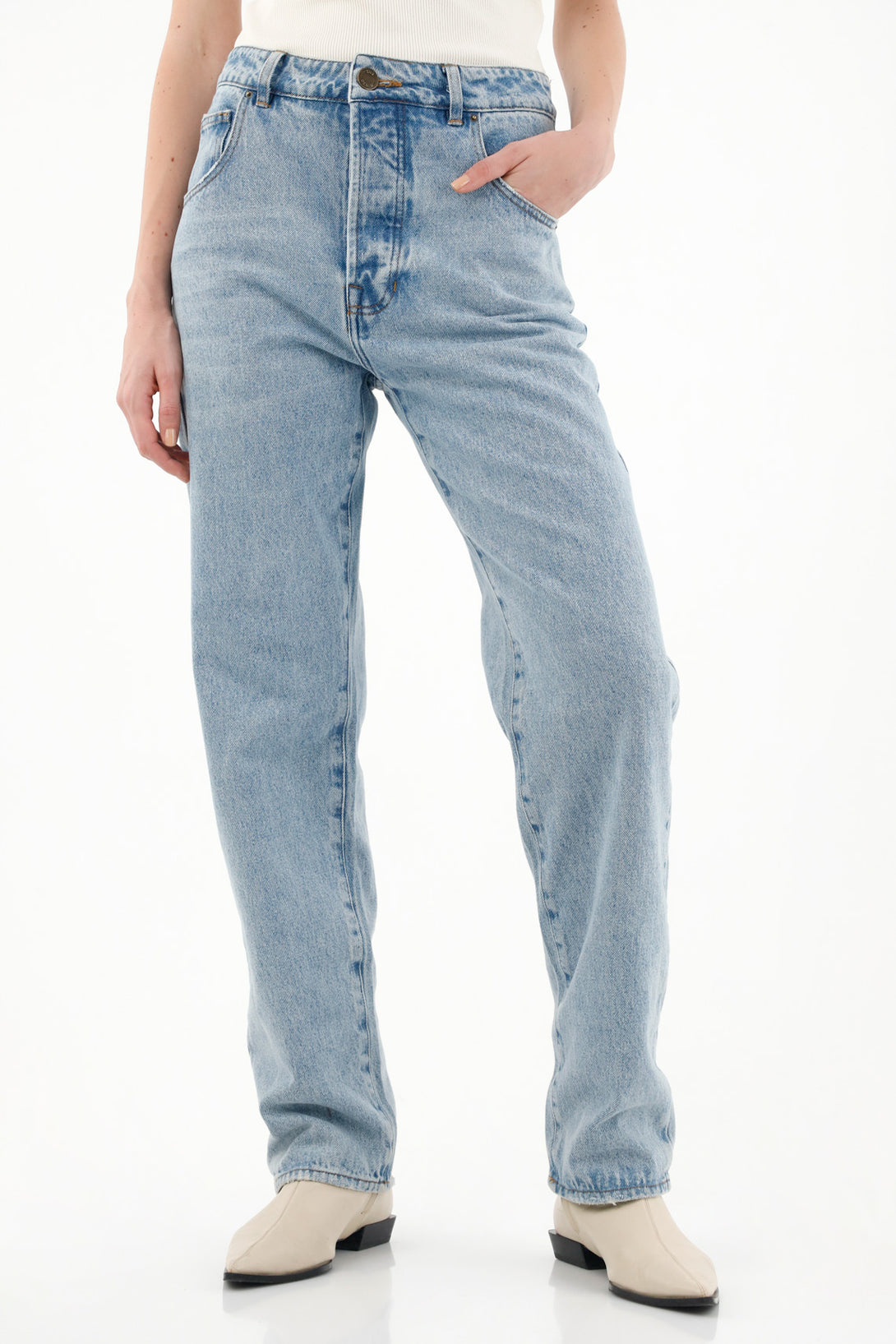 Jean para mujer tns, jeans moda plano cintura con pretina