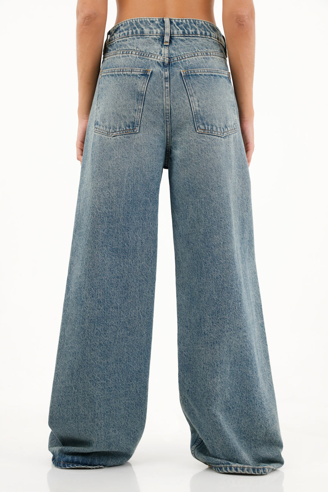 Jean Wide Leg de tiro alto azul para mujer