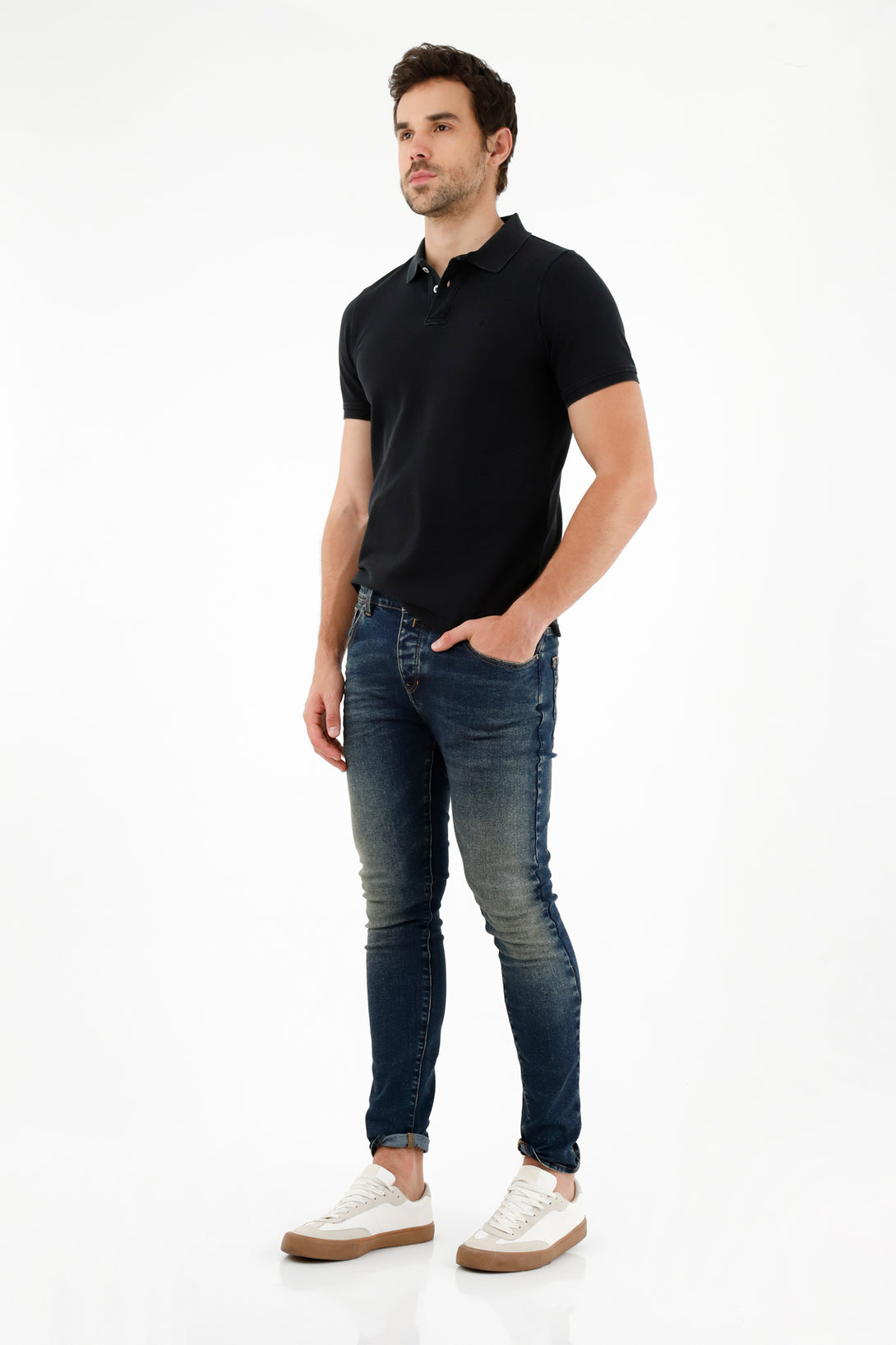 Men's Mid-Rise Blue Super Skinny Jeans