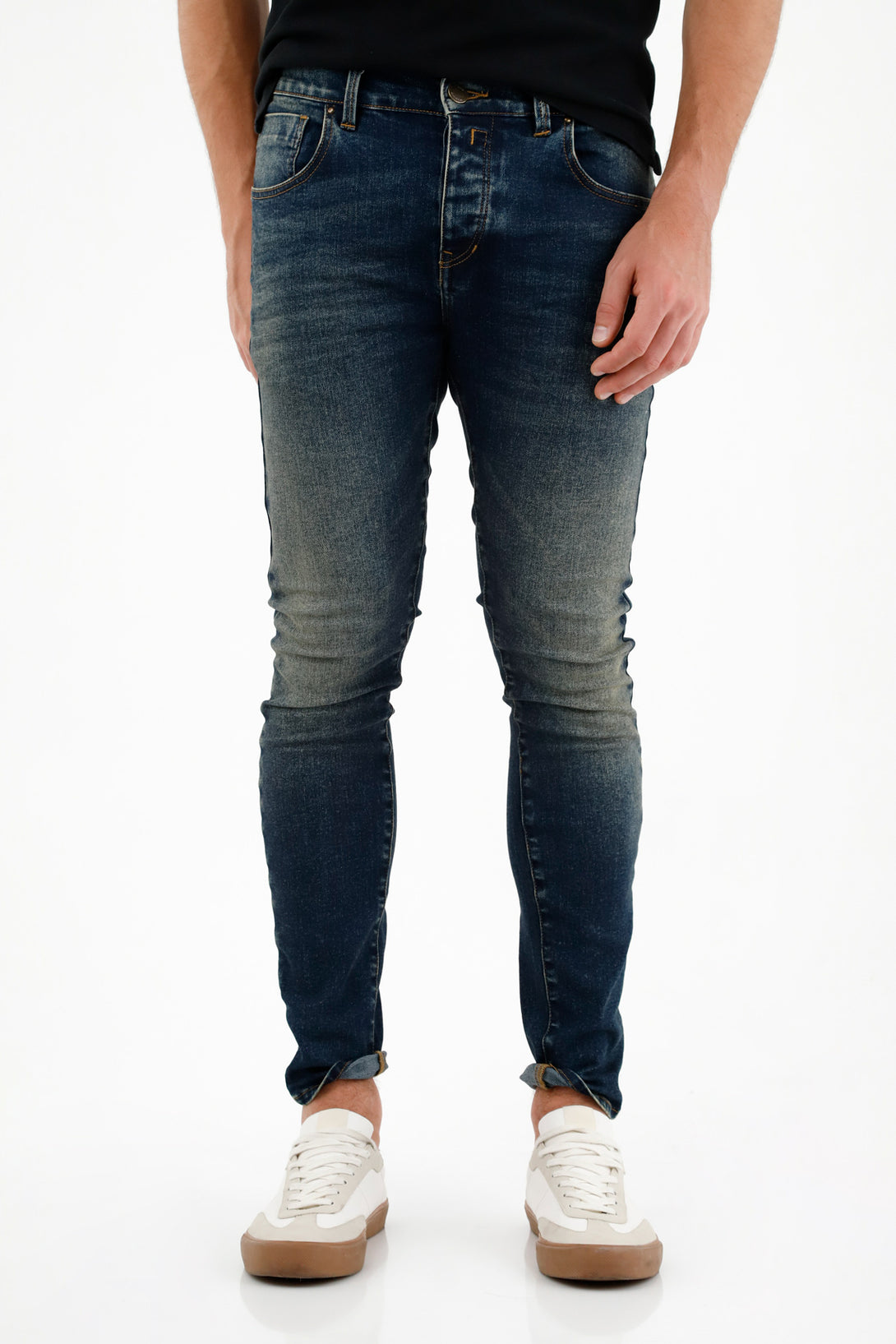 Men's Mid-Rise Blue Super Skinny Jeans