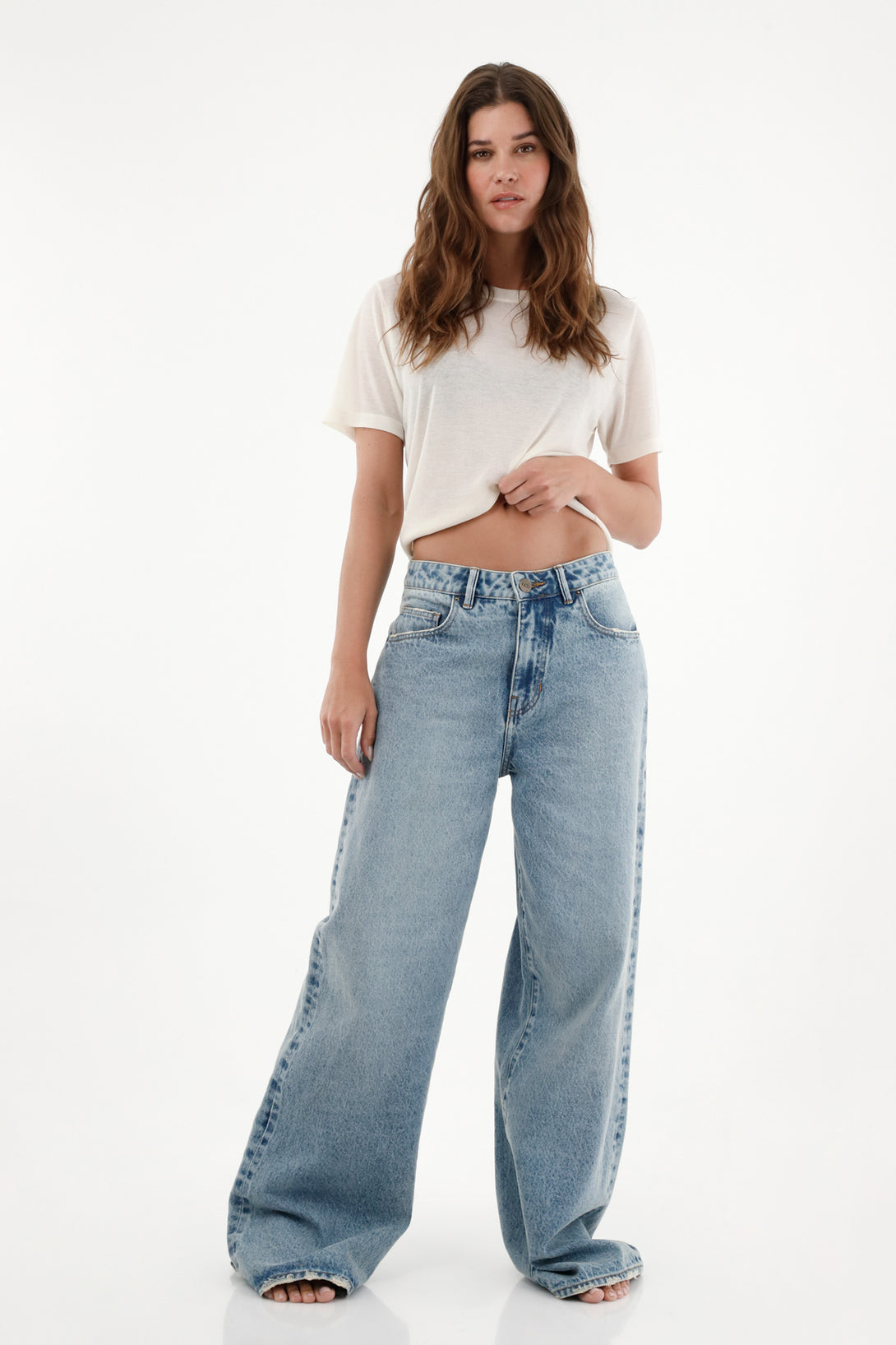 Women's High-Waisted Wide-Leg Blue Jeans