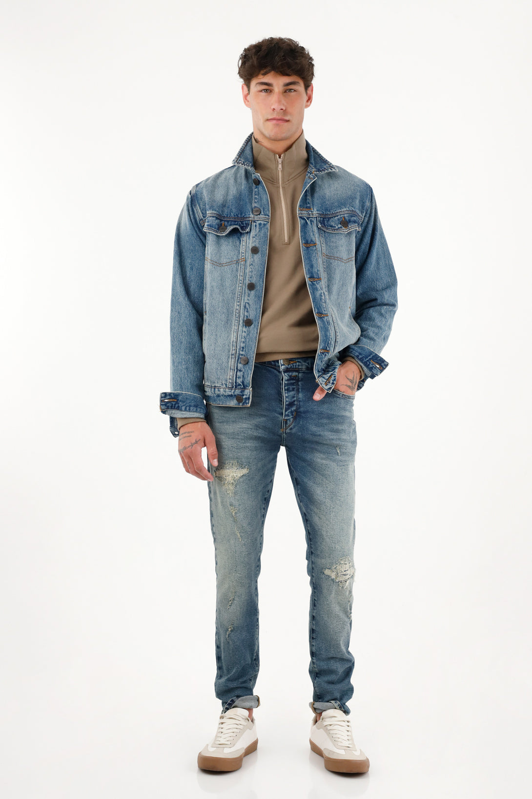 Men's Mid-Rise Distressed Skinny Jeans