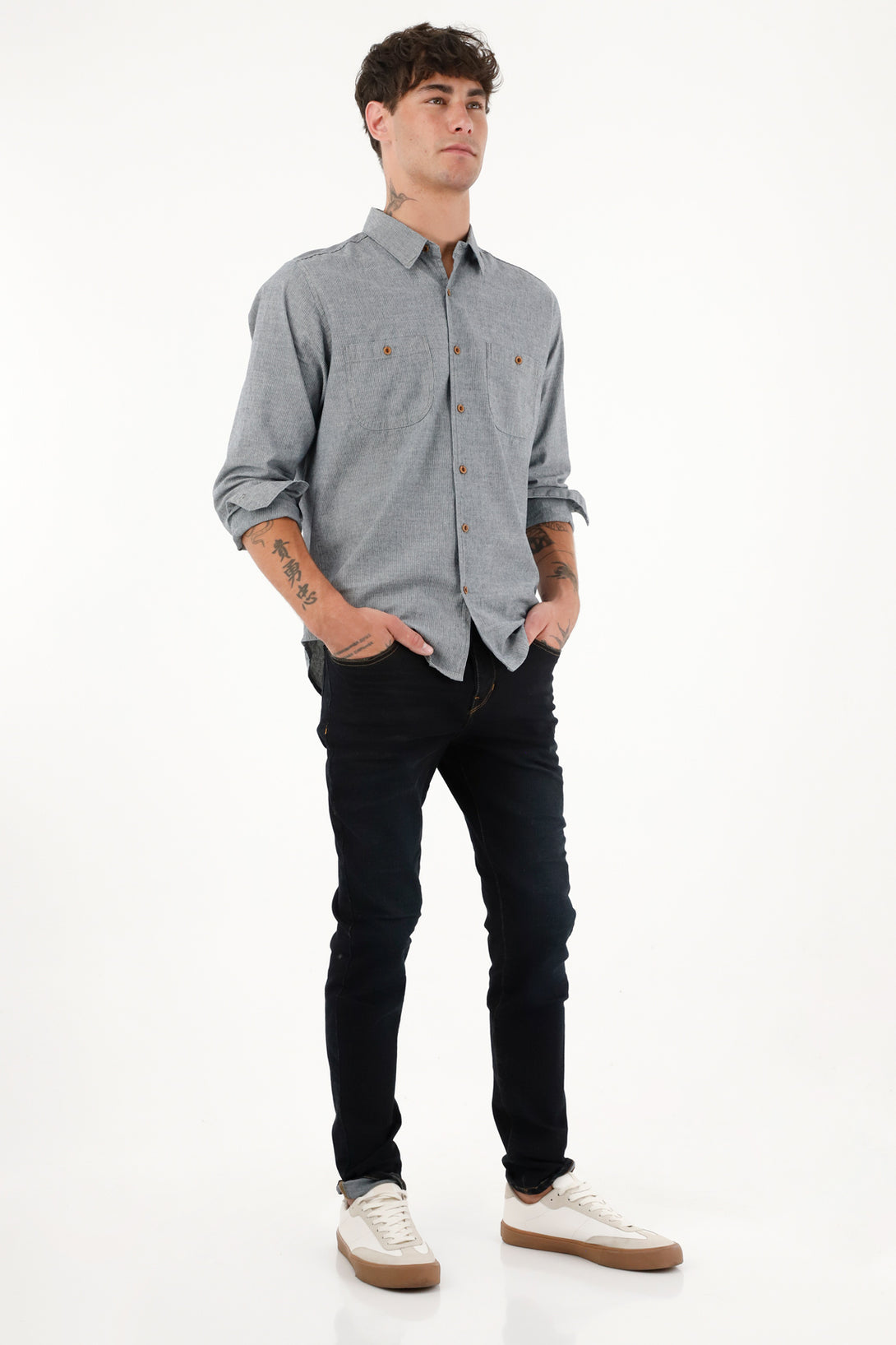 Jean azul Super Skinny tiro medio para hombre