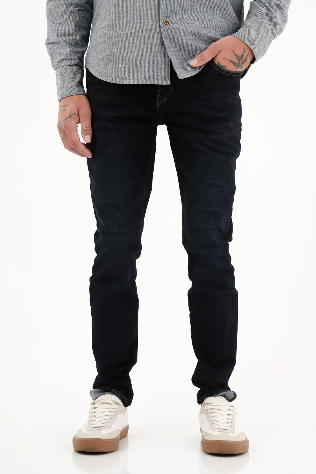 Jean azul Super Skinny tiro medio para hombre