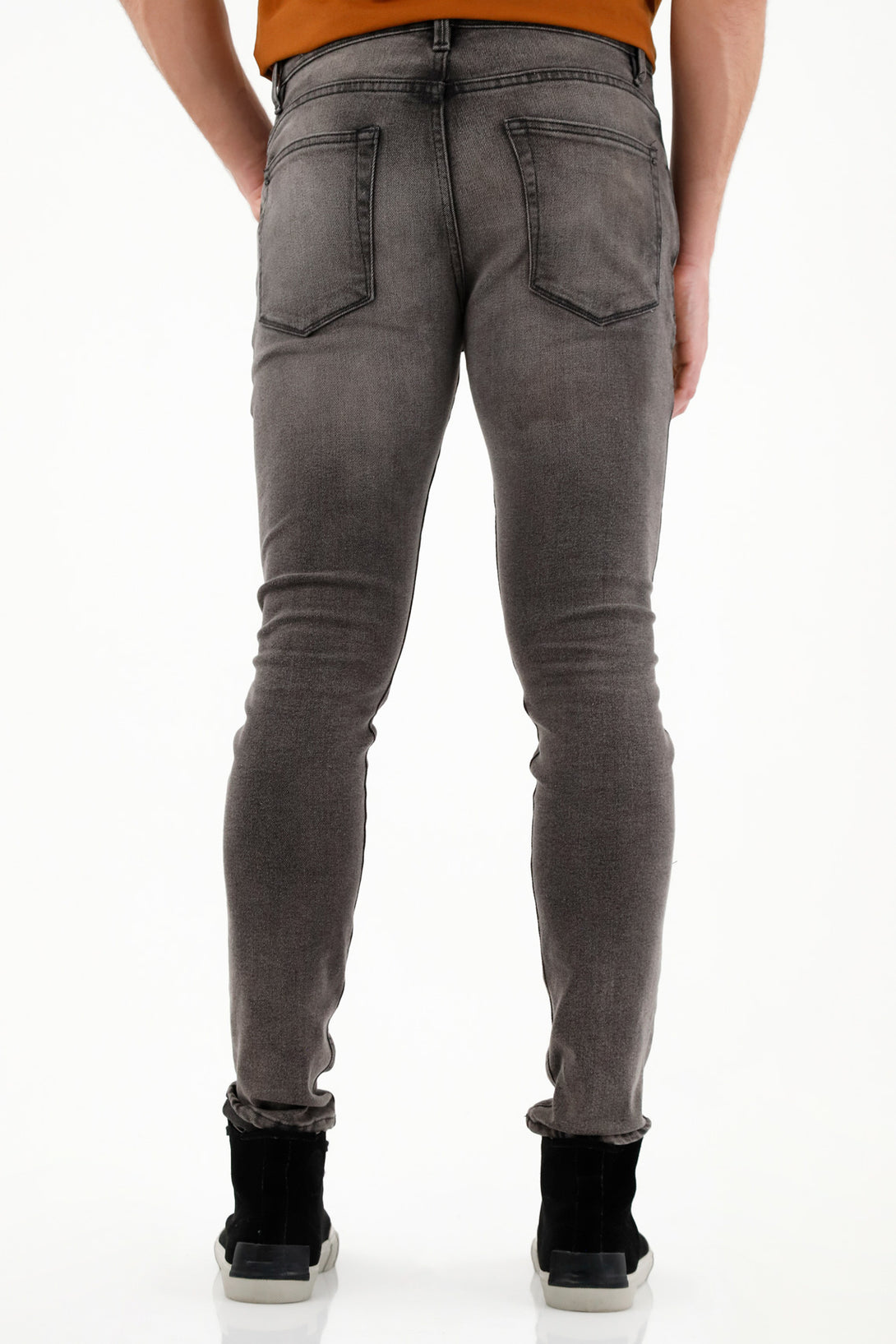 Jean negro Super Skinny tiro alto para hombre