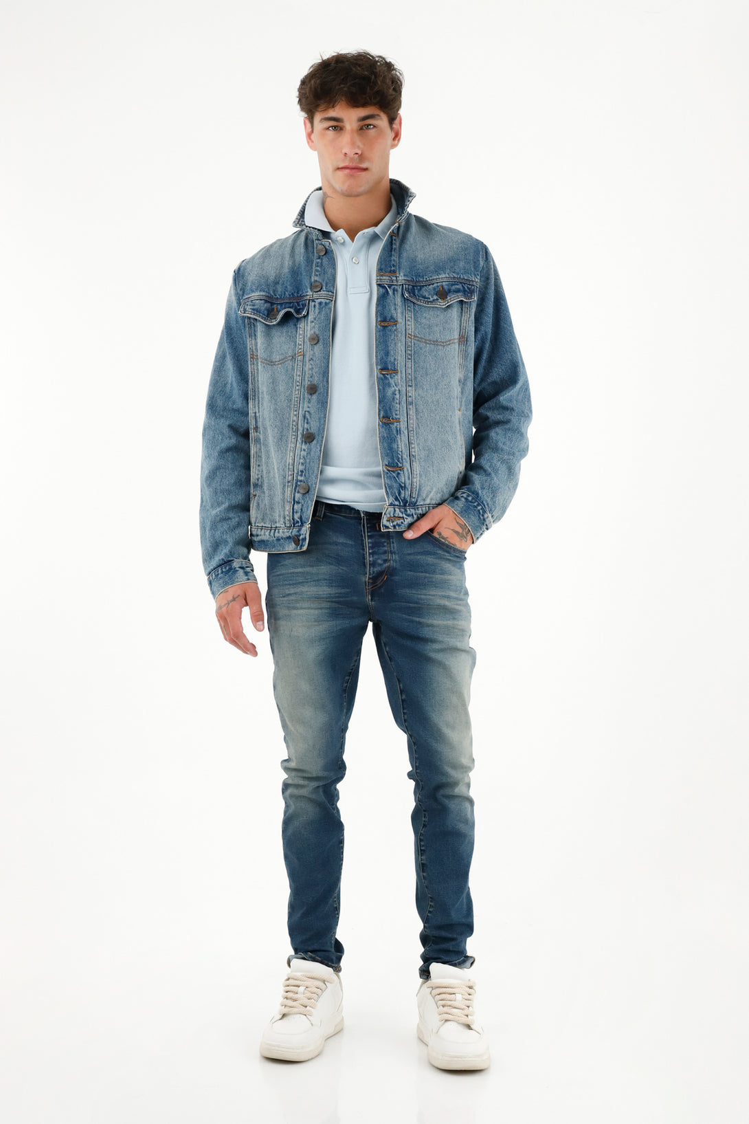 Men's Mid-Rise Blue Super Skinny Jeans