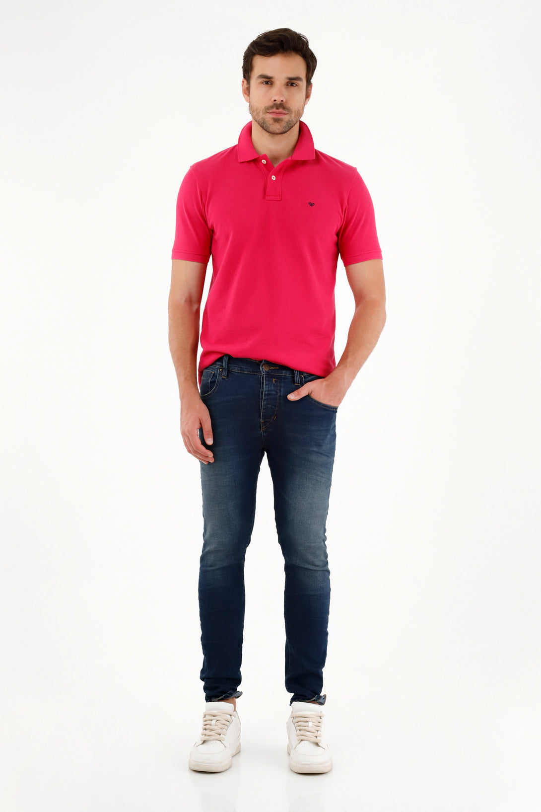 Jean azul Súper Skinny tiro medio para hombre